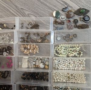 Lot of Semi Precious Beads, Pendants and Findings
